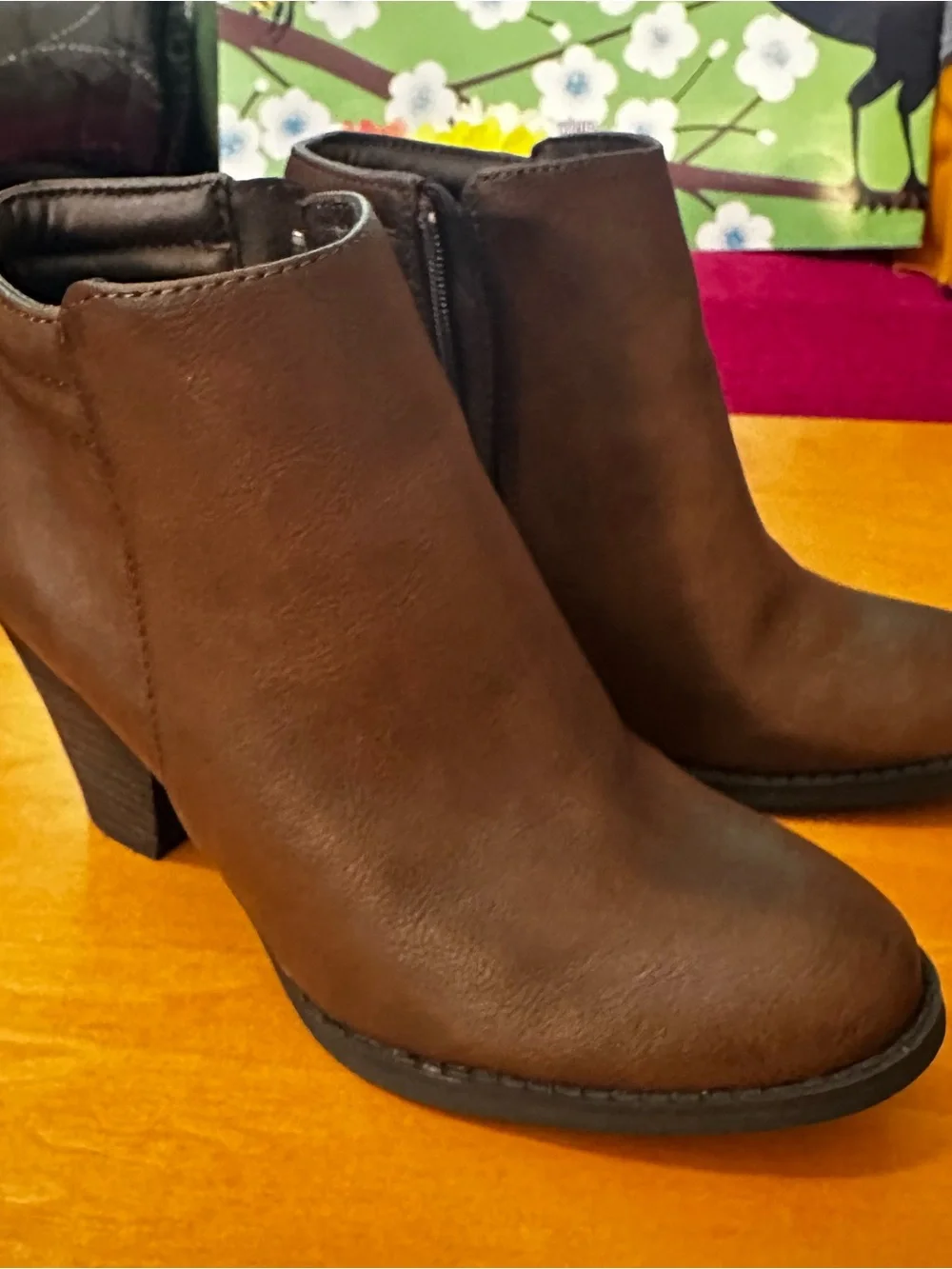 Classic Brown Women’s Ankle Booties - Sleek Side Zip Design